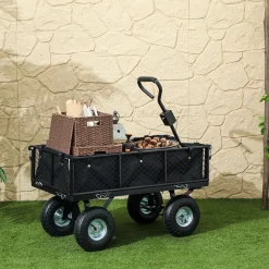 Collahausse Tuinkar - Zwart - 105x51x54 Cm - Grote Wielen Waterdichte Tas Draaibaar Handvat 300 Kg
