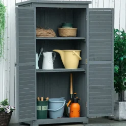 CollaHausse Tuinkast Hout - Grijs - 87x46.5x160cm - Weerbestendig Gereedschapskast Met Deur