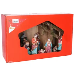 Overig Complete Kerststal - Met 9 Beelden - L35 X B12 X H22 Cm