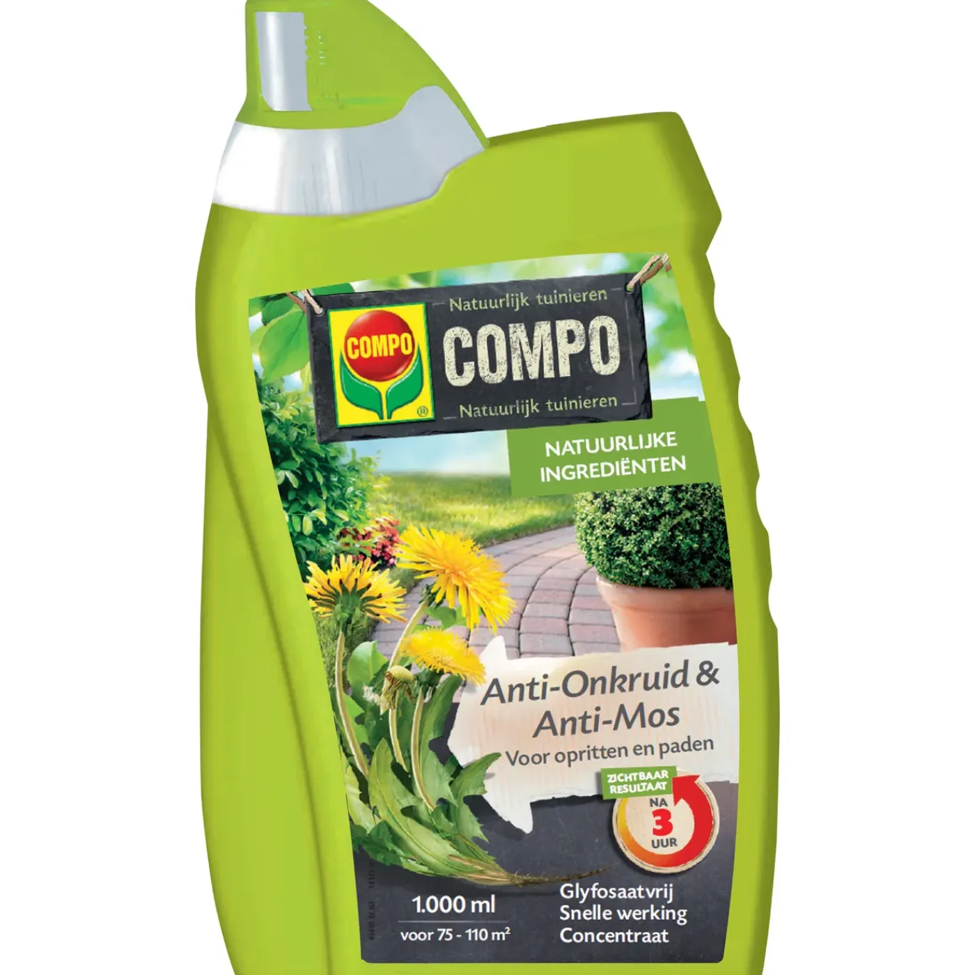 Compo Anti-Onkruid & Anti-Mos Concentraat - Voor Paden en Terrassen - 1L voor 110m²