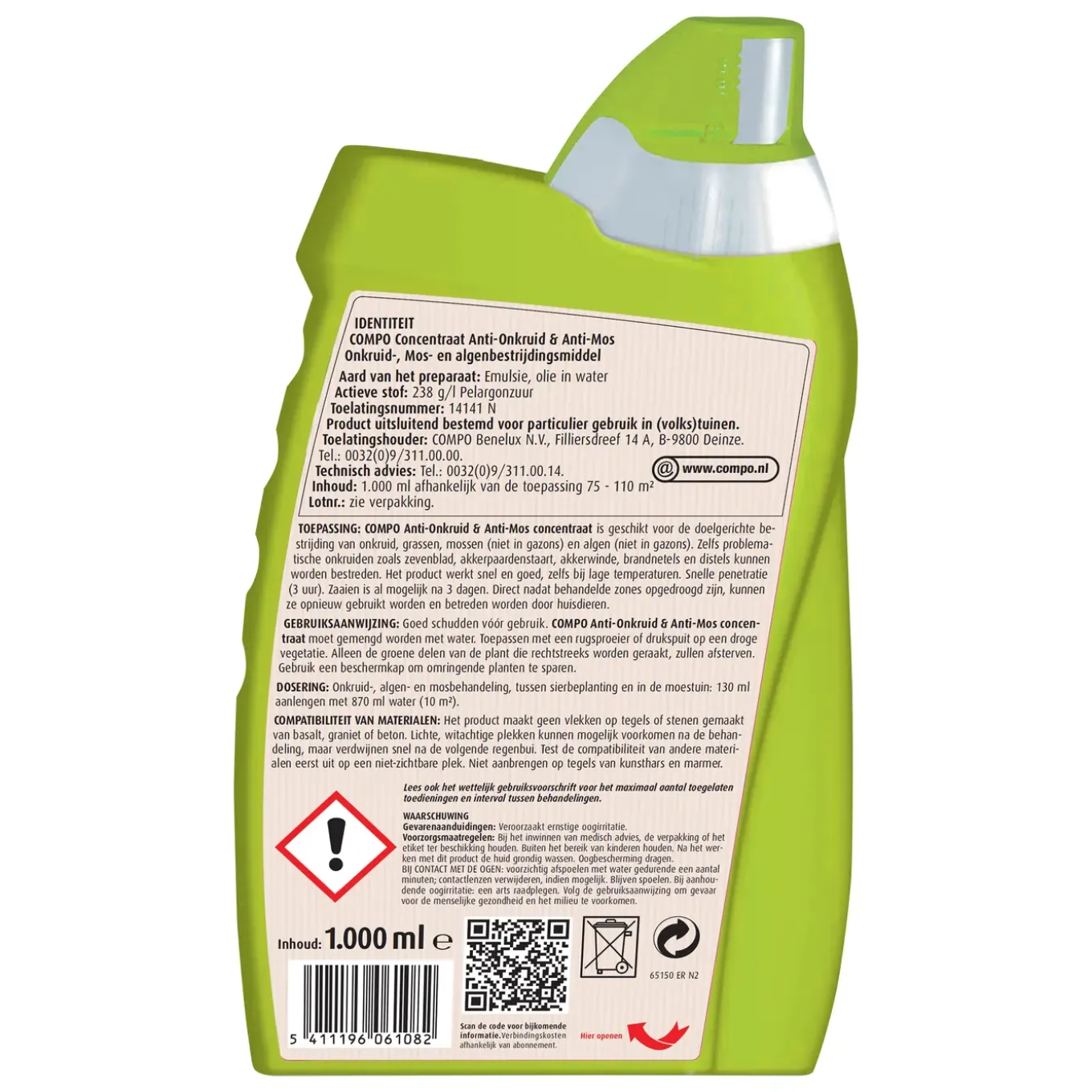 Compo Anti-Onkruid en Mos Concentraat - 1L voor 110m²