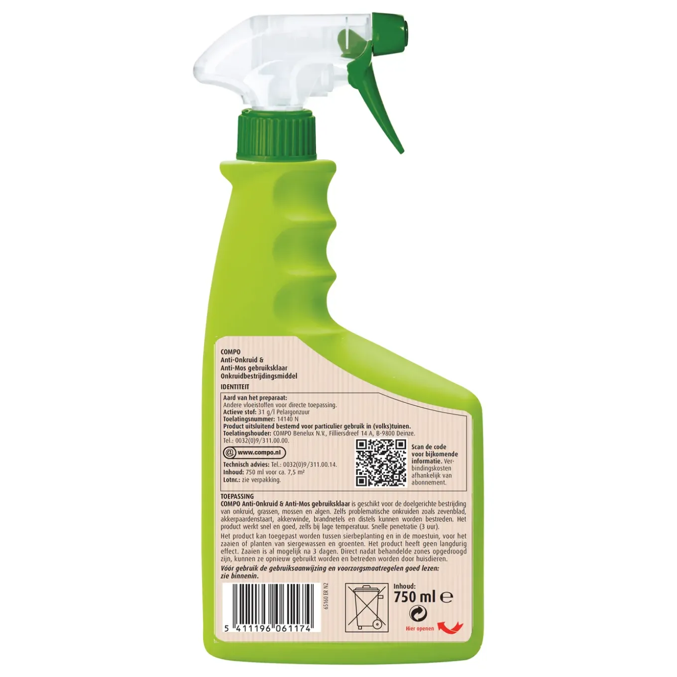 Compo Anti-Onkruid en Mos Spray - 750ml voor 7,5m²