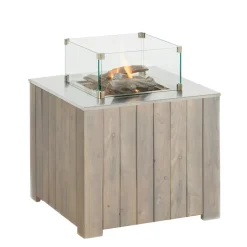 Cosi cube 70 grey wash - gas vuurtafel - met RVS buitenkwaliteit bovenplaat