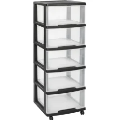 Curver Essentials Ladesysteem 5x20 liter zwart/transparant (Incl. wielen)