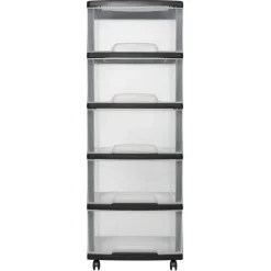 Curver Essentials Ladesysteem 5x20 liter zwart/transparant (Incl. wielen)