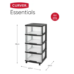 Curver Essentials ladesysteem - 4x20L incl. wielen