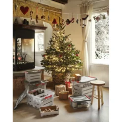 Curver Handy- Kerstbox Met Tussenkarton - Transparant/Grijs/Rood - 65l