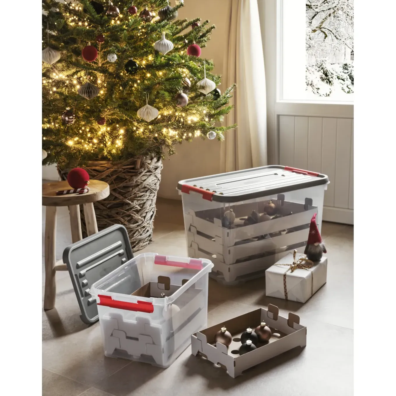 Curver Handy Opbergbox Kerst - Transparant/Rood - 29cm