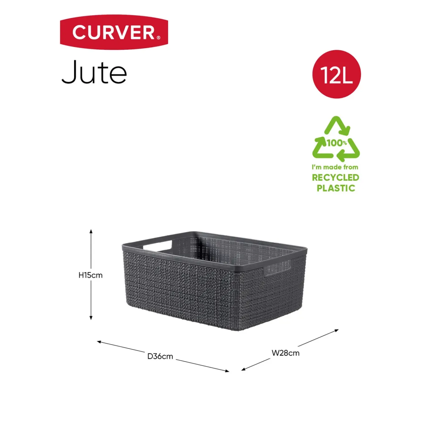 Curver jute mandje M donkergrijs 12L