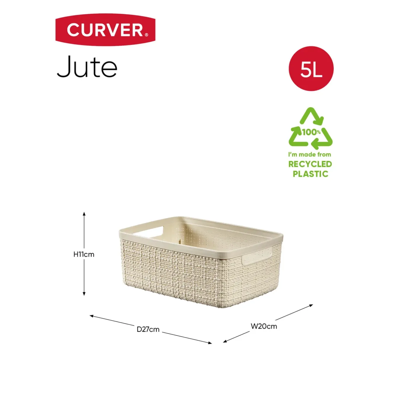 Curver jute mandje S wit 5L