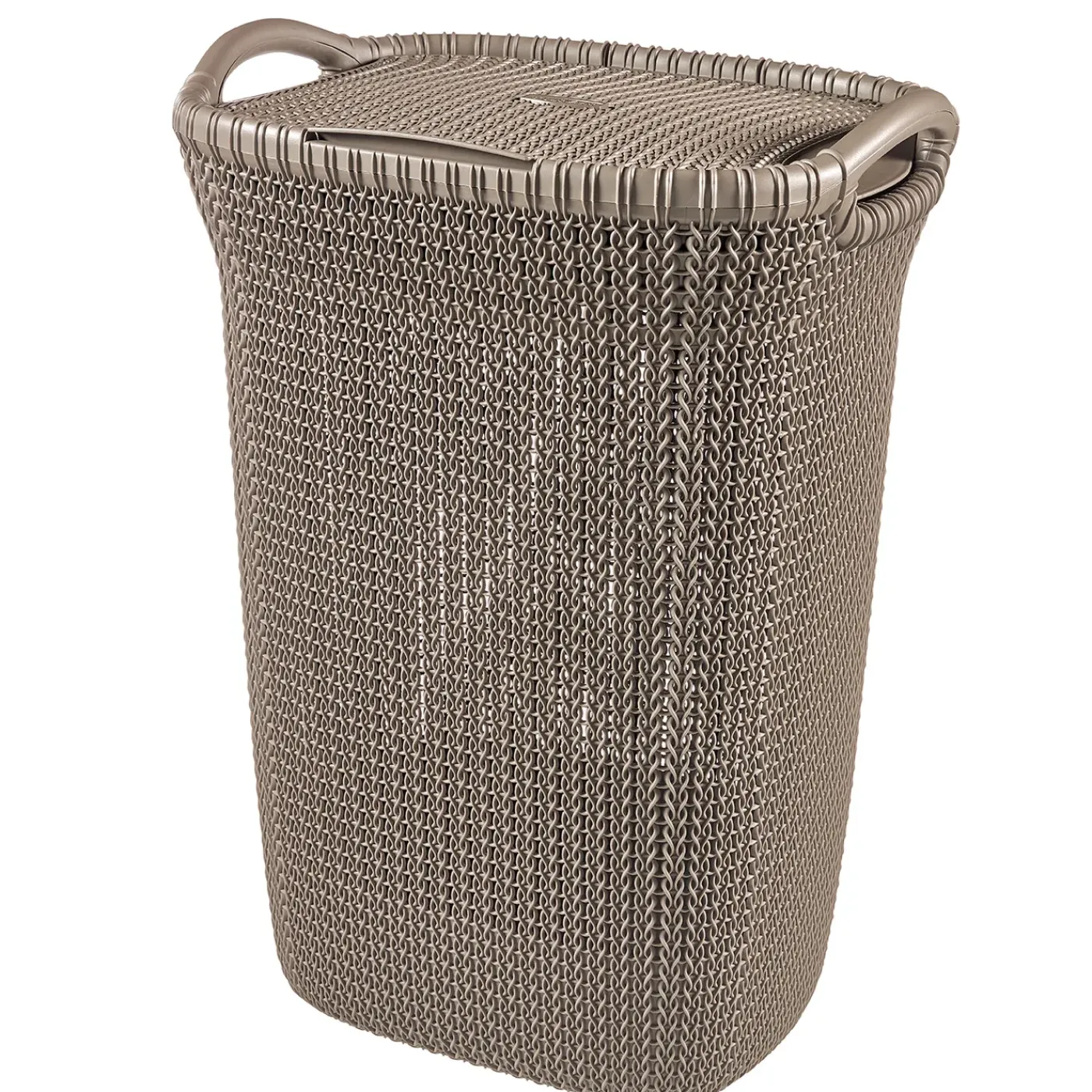 Curver Knit Wasmand Met Deksel - 57l - Bruin