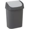 Curver vuilnisbak Mistral Swing recycled PVC antraciet lichtgrijs 10L
