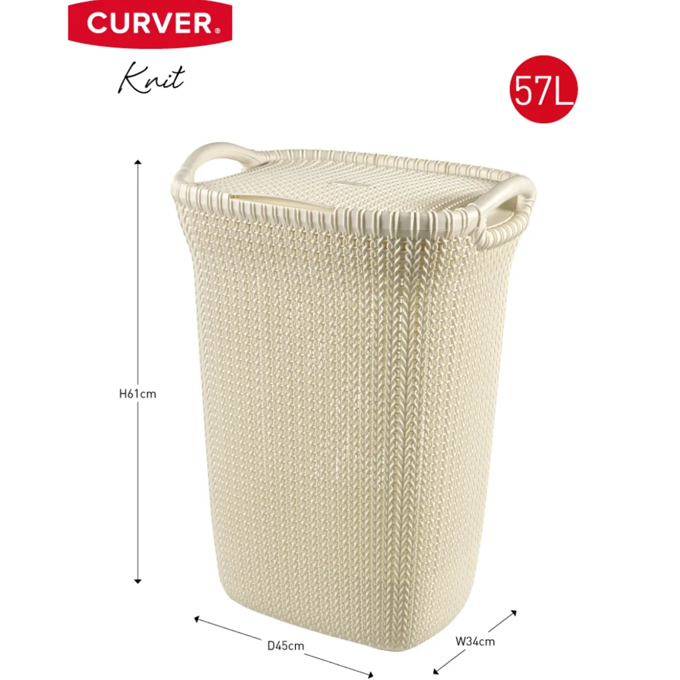Curver wasmand Knit wit 57L