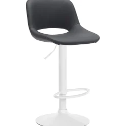Décoshop26 Barkruk/hoge Stoel X1 Met Voetensteun In Zwart Pvc Witte Metalen Voet