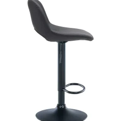 Décoshop26 Barkruk/hoge Stoel X1 Met Voetensteun In Zwart Pvc Zwarte Metalen Voet
