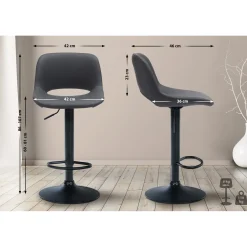Décoshop26 Barkruk/hoge Stoel X1 Met Voetensteun In Zwart Pvc Zwarte Metalen Voet