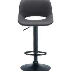 Décoshop26 Barkruk/hoge Stoel X1 Met Voetensteun In Zwart Pvc Zwarte Metalen Voet