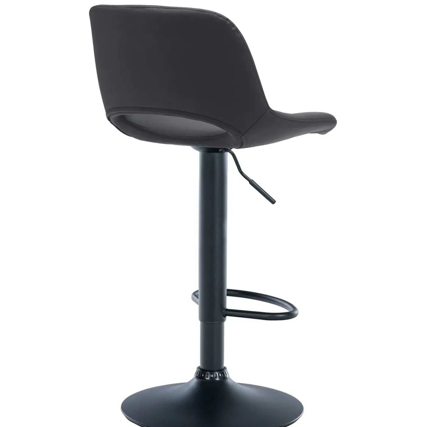 Décoshop26 Barkruk/hoge Stoel X1 Met Voetensteun In Zwart Pvc Zwarte Metalen Voet