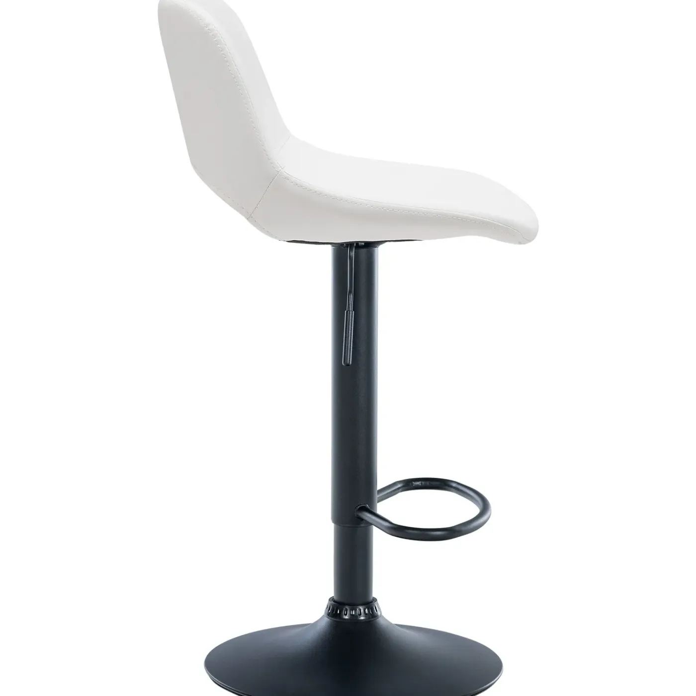 Décoshop26 Barkruk/hoge Stoel X1 Met Voetensteun In Wit Pvc Zwarte Metalen Voet