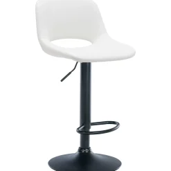 Décoshop26 Barkruk/hoge Stoel X1 Met Voetensteun In Wit Pvc Zwarte Metalen Voet