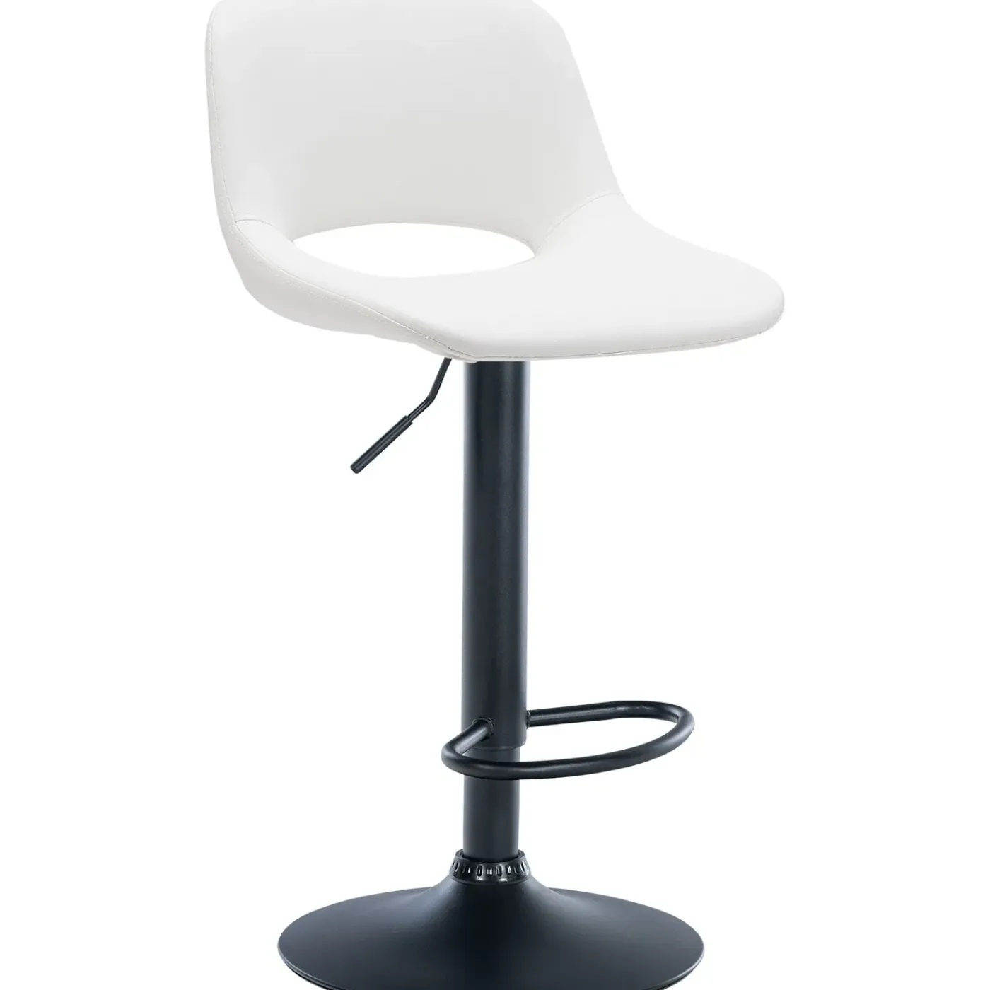 Décoshop26 Barkruk/hoge Stoel X1 Met Voetensteun In Wit Pvc Zwarte Metalen Voet