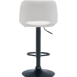 Décoshop26 Barkruk/hoge Stoel X1 Met Voetensteun In Wit Pvc Zwarte Metalen Voet