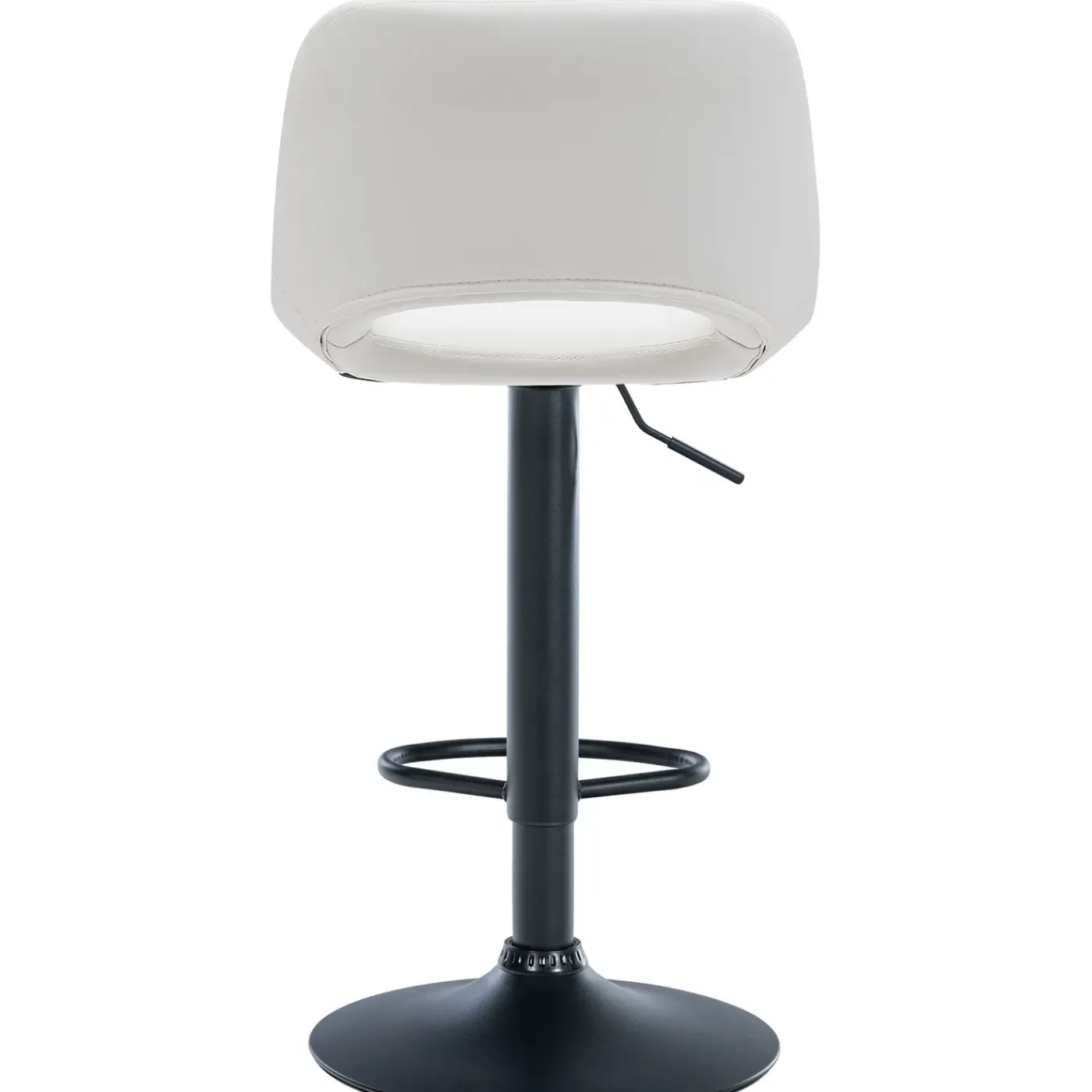 Décoshop26 Barkruk/hoge Stoel X1 Met Voetensteun In Wit Pvc Zwarte Metalen Voet