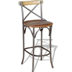 Décoshop26 Barkruk X1 Rustieke Kinderstoel Van Gerecycled Hout Veelkleurig