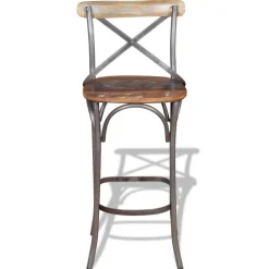 Décoshop26 Barkruk X1 Rustieke Kinderstoel Van Gerecycled Hout Veelkleurig