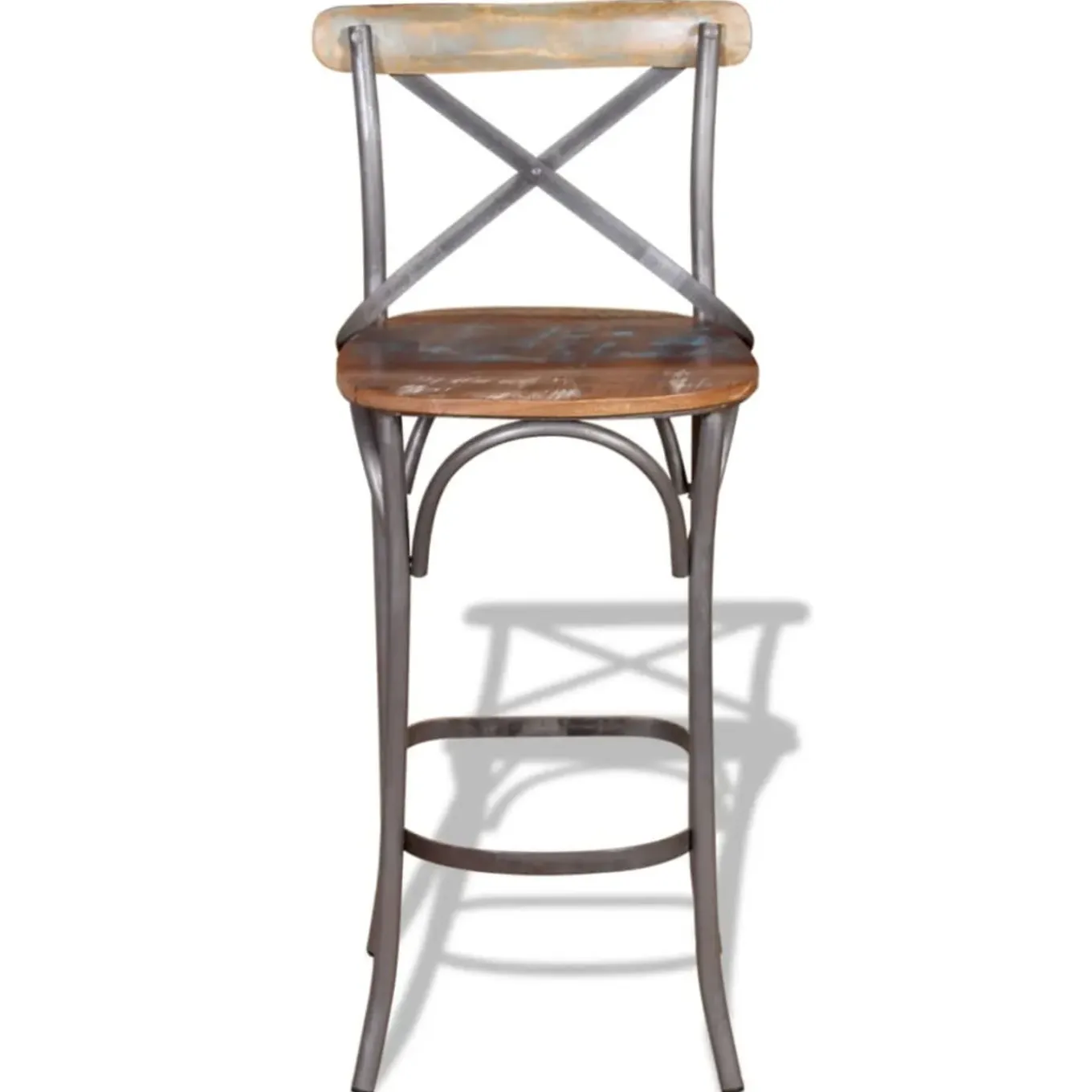 Décoshop26 Barkruk X1 Rustieke Kinderstoel Van Gerecycled Hout Veelkleurig