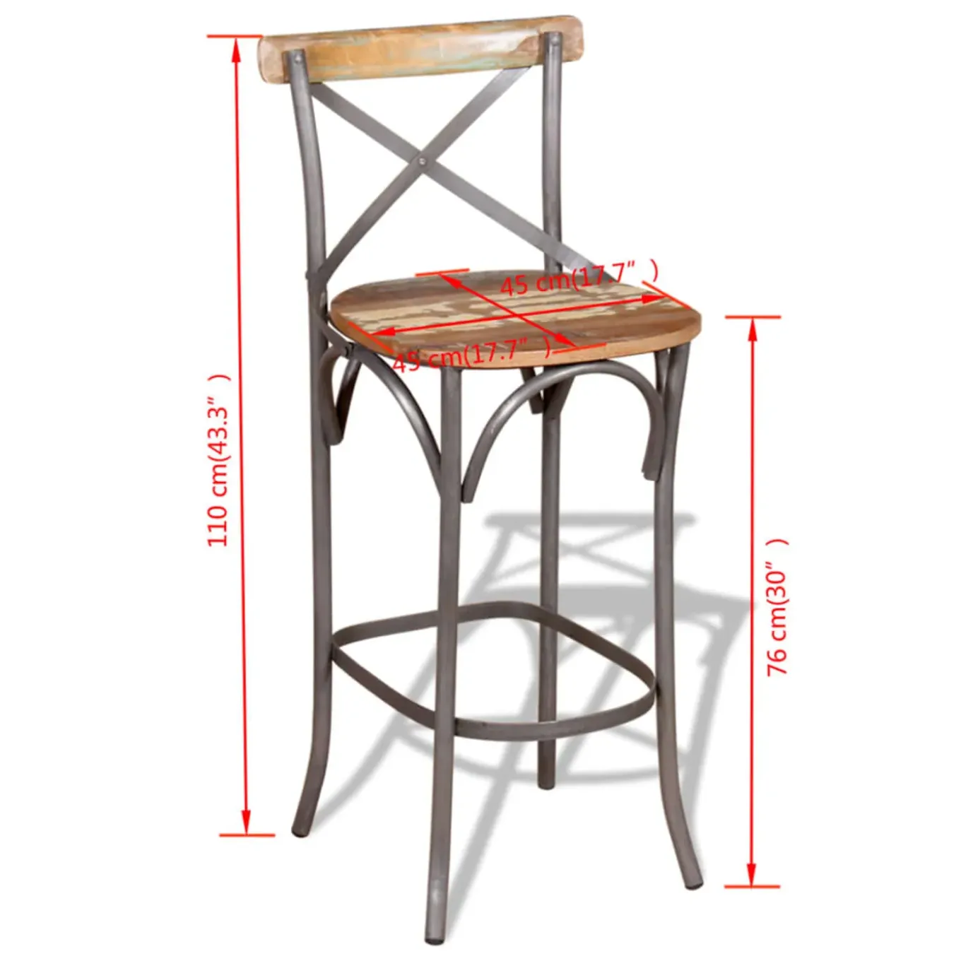 Décoshop26 Barkruk X1 Rustieke Kinderstoel Van Gerecycled Hout Veelkleurig