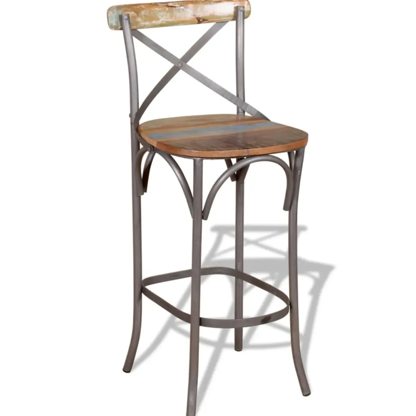 Décoshop26 Barkruk X1 Rustieke Kinderstoel Van Gerecycled Hout Veelkleurig