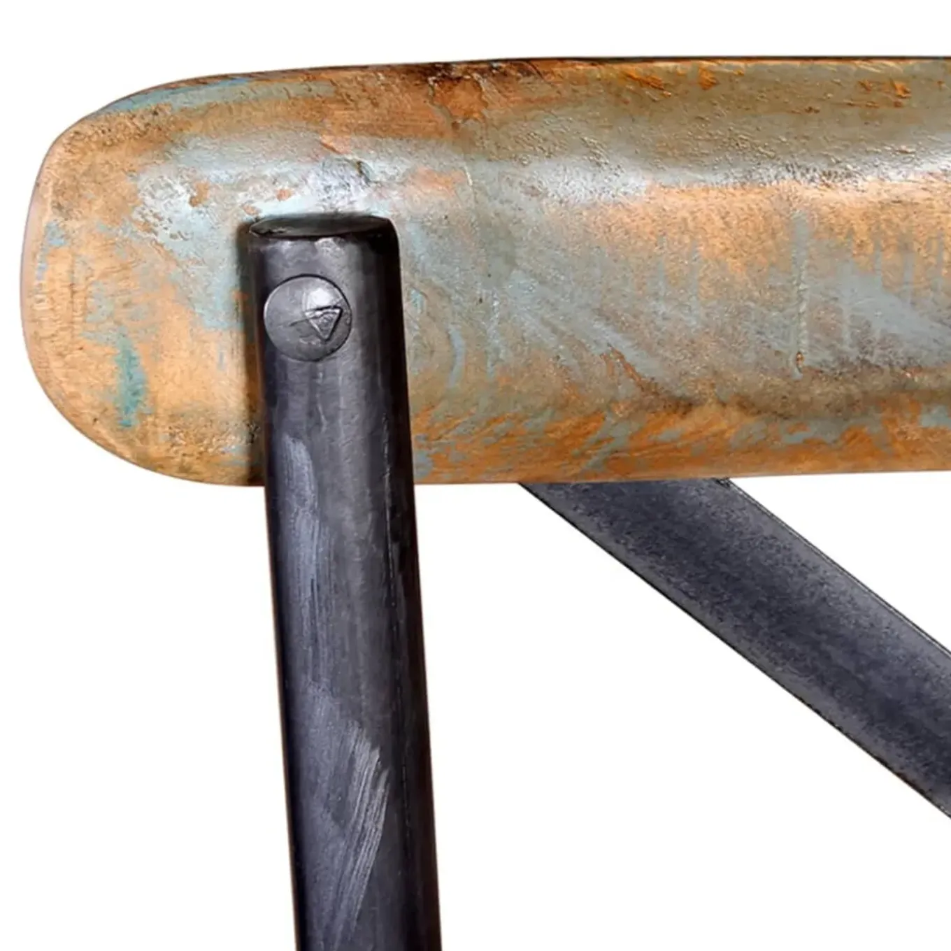 Décoshop26 Barkruk X1 Rustieke Kinderstoel Van Gerecycled Hout Veelkleurig