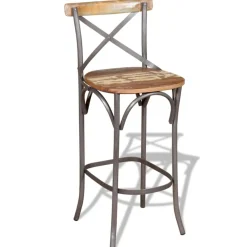 Décoshop26 Barkruk X1 Rustieke Kinderstoel Van Gerecycled Hout Veelkleurig