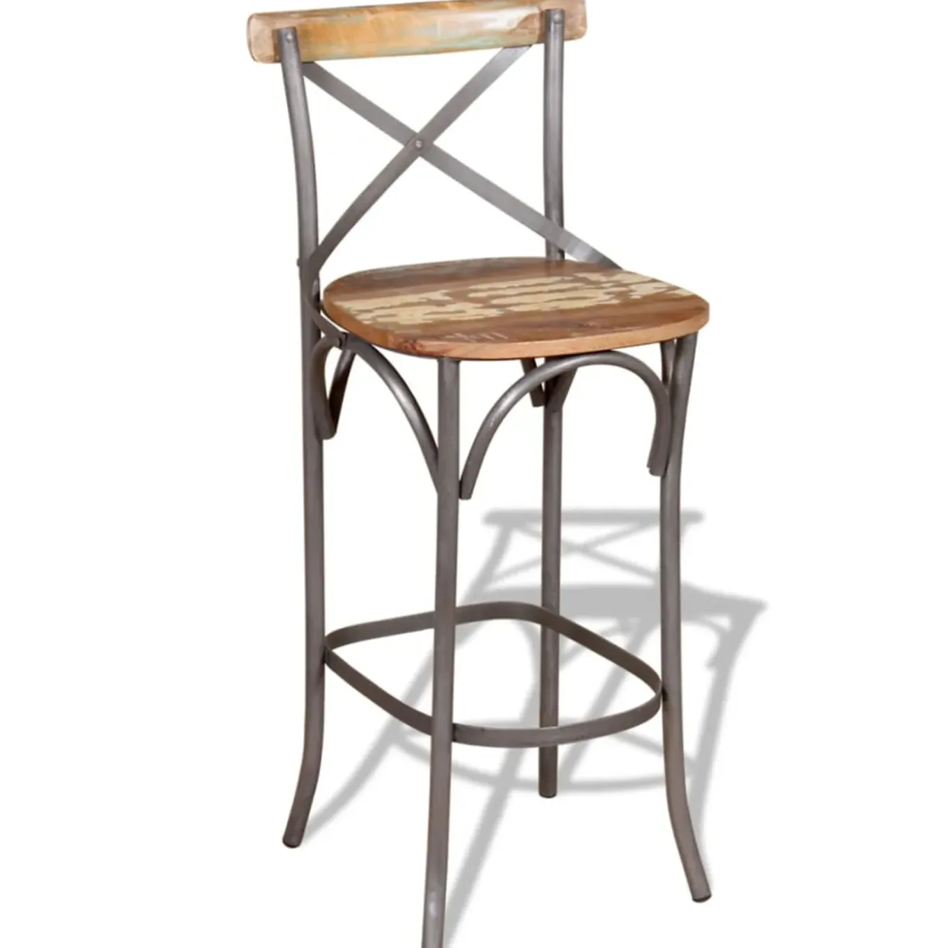 Décoshop26 Barkruk X1 Rustieke Kinderstoel Van Gerecycled Hout Veelkleurig