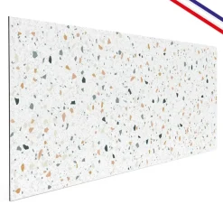 99Déco 99deco - Achterwand Voor Afzuigkap Van Aluminium Met Wit Terrazzo-effect - 70x90 Cm