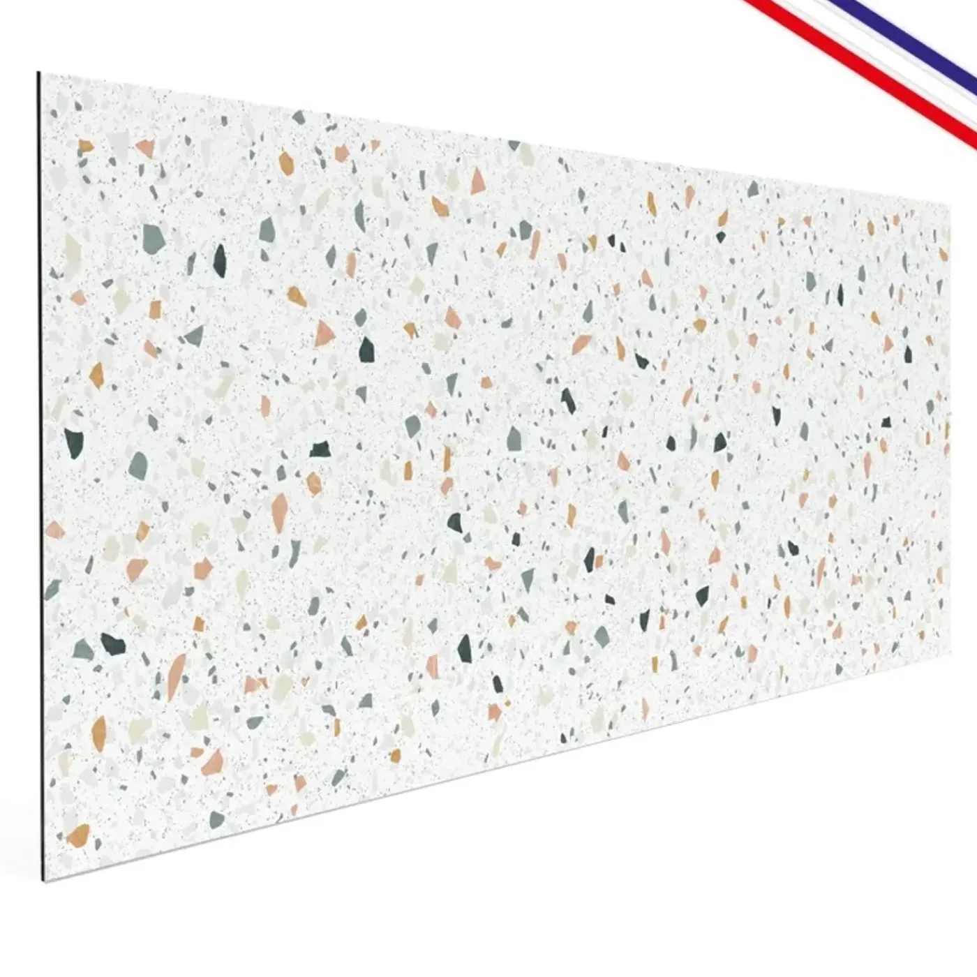 99Déco 99deco - Achterwand Voor Afzuigkap Van Aluminium Met Wit Terrazzo-effect - 70x90 Cm