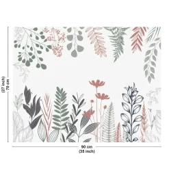 99Déco 99deco - Aluminium Achterwand Voor Afzuigkap - Bloemmotief In Diepblauw En Groen - 70x90 Cm