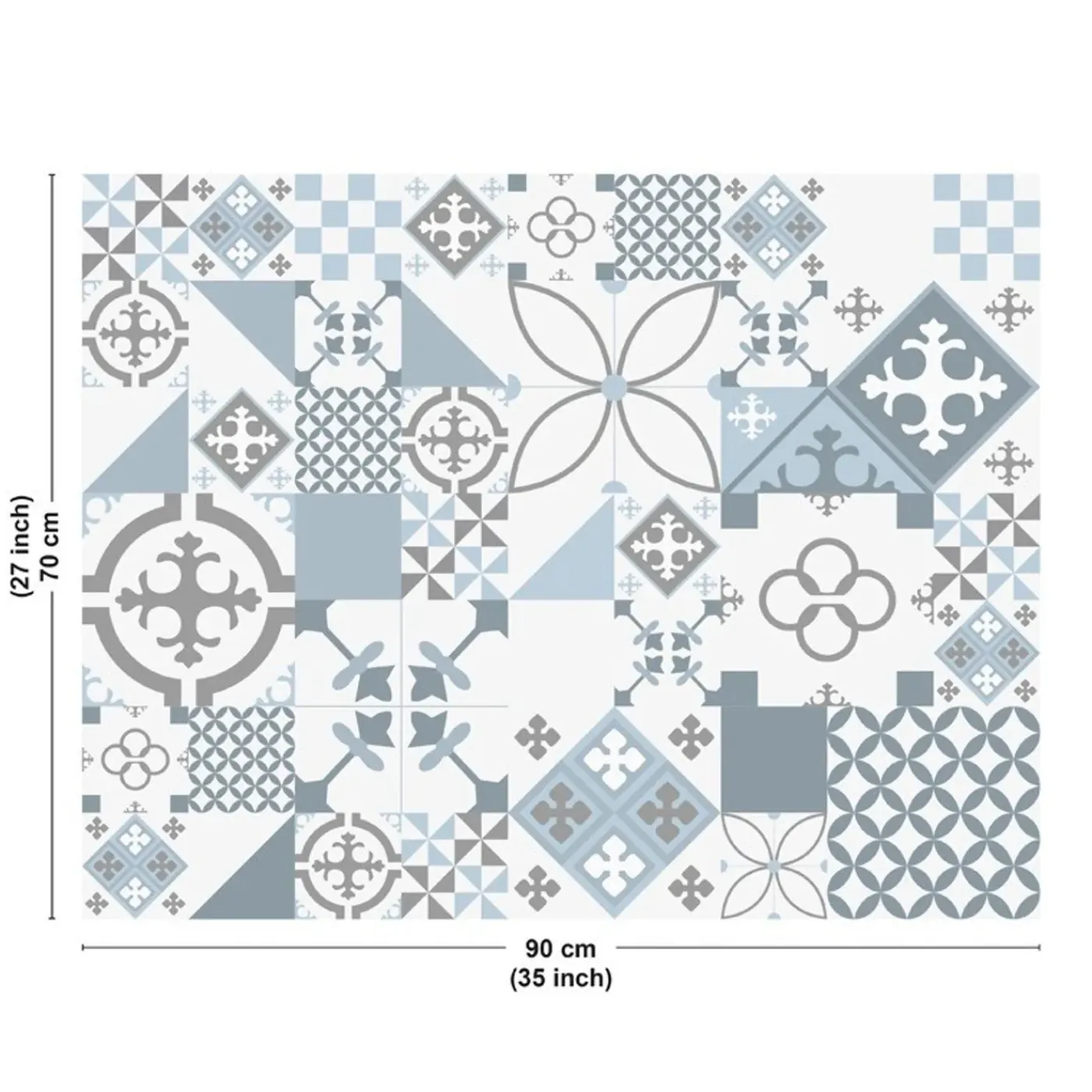 99Déco 99deco - Aluminium Afzuigkapachterwand - Blauw Cementtegel-effect - 70x90 Cm