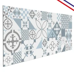 99Déco 99deco - Aluminium Afzuigkapachterwand - Blauw Cementtegel-effect - 70x60 Cm
