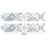 99deco - Aluminium Keukenachterwand - Blauw Cementtegel-effect - 200x20 Cm