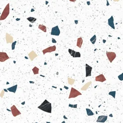99deco - Aluminium Keukenachterwand - Wit Terrazzopatroon - 240x50 Cm