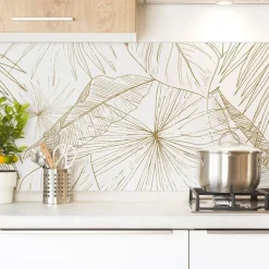 99Déco 99deco - Aluminium Keukenachterwand - Bloemenmotief Karamel - 240x50 Cm