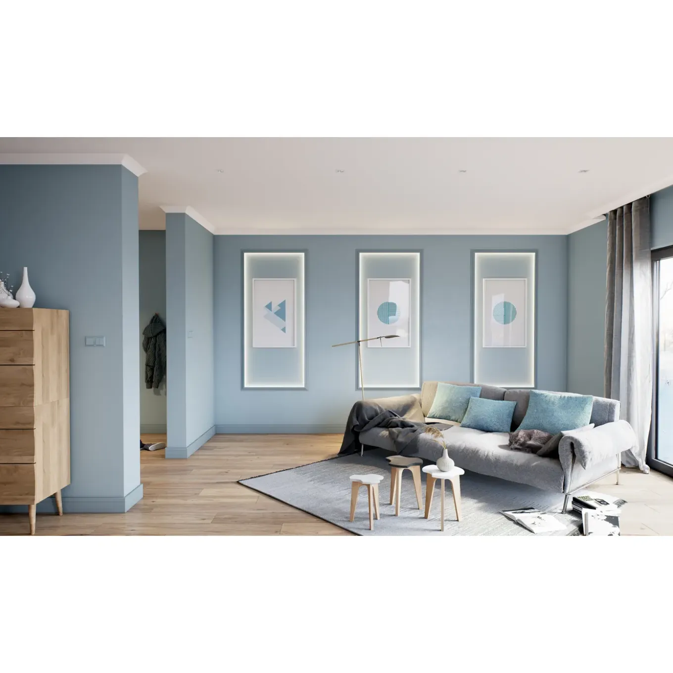 Decoflair polystyreen plafondlijst D17 2m 80x65mm wit