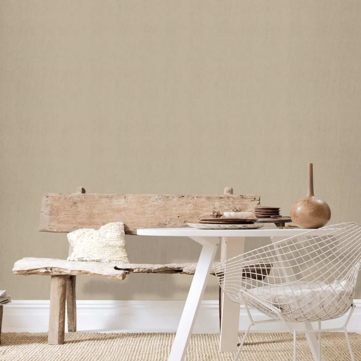DecoMode – Praxis Eigen Merk Decomode Vliesbehang Weefsel Luxe - Taupe - 10,05m x 52cm
