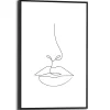 Decoratief paneel Illustratie mond en neus zwart-wit 20x30cm MDF