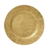 Decoris bord met bloemendessin - Goud - D 33cm