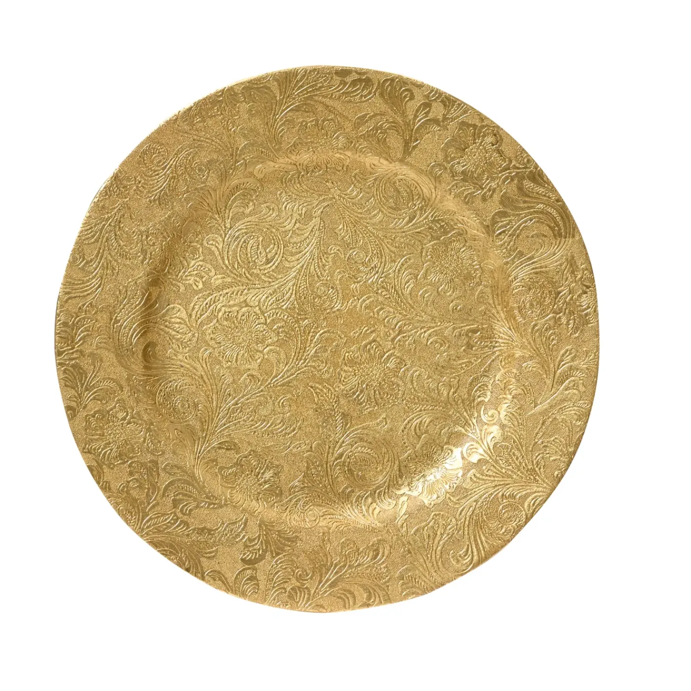 Decoris bord met bloemendessin - Goud - D 33cm