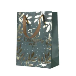 Decoris Cadeautas Luxe Afwerking - Papier - Groen/Goud - H 48cm