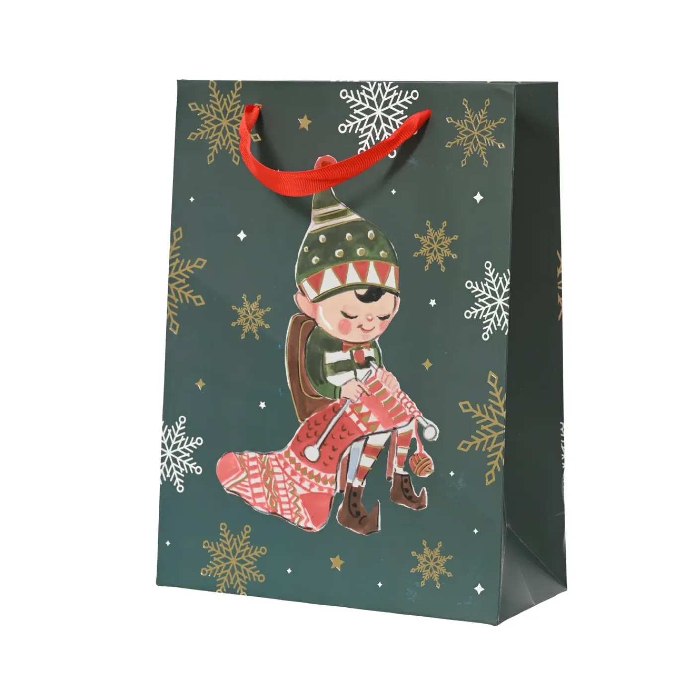 Decoris Cadeautas Papier - Groen - 32cm